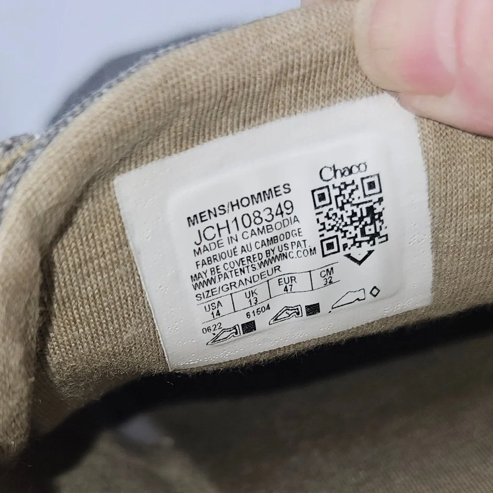 Chaco Paonia Grey Canvas Slip On Luvseat Footbed Shoes Mens‎ 14